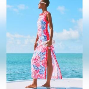 NWT Lilly Pulitzer Sadie Maxi Romper in Resort White Sun Sea Sand Size 12